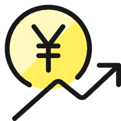 Currency Yuan Increase Icon from Ultimate Colors Set