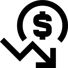 Dollar Decrease Icon from Sharp Line Set