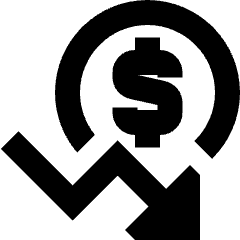 Dollar Decrease Icon from Sharp Remix Set