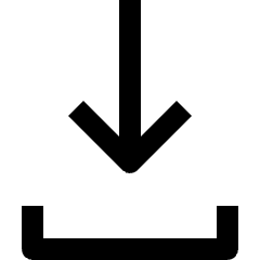 Clean line icon of a downward arrow entering a tray. Used for downloads, file transfers, and save actions.