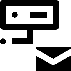 Clean line icon of two connected server panels and an envelope. Used for database servers, email hosting, and infrastructure
