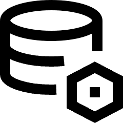 Database Setting Bolt Nut Icon from Sharp Line Set