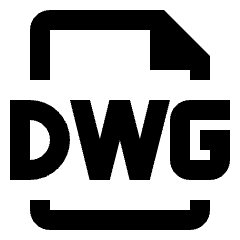 Clean line icon of bold DWG letters inside a document outline. Used for CAD files, design software, and engineering drawings.
