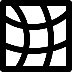Clean line icon of a distorted envelope with curved crossing folds inside a rounded square. Used for email distortion tools.