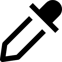 Clean line icon of an eyedropper with a rounded bulb and diagonal stem. Used for color picking, sampling, and design tools.