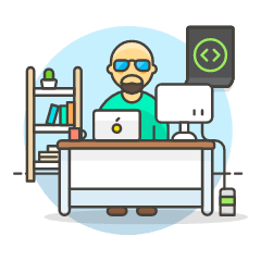 Coding Workstation 3 Illustration from UX Colors Set