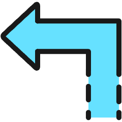 Diagram Arrow Dash Corner Point Left Icon from Ultimate Colors Set