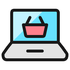 E Commerce Basket Laptop Icon from Ultimate Colors Set