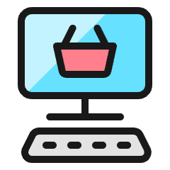 E Commerce Monitor Keyboard Basket Icon from Ultimate Colors Set