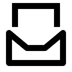 Clean line icon of an envelope with a raised rectangular flap. Used for email, messaging, and contact forms.