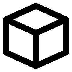 Clean line icon of an isometric cube with an open diamond-shaped top. Used for modules, components, 3D objects, and layouts.