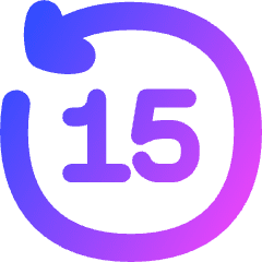 Button Go Backward 15 Icon from Flex Gradient Set