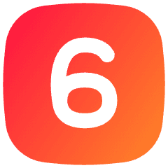 Number Six Square Icon from Flex Gradient Set