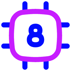 Computer Chip Eight Core Icon from Flex Neon Set