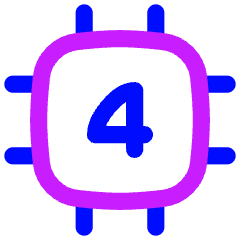 Computer Chip Four Core Icon from Flex Neon Set