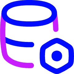 Database Setting Bolt Nut Icon from Flex Neon Set