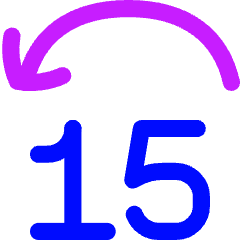 Button Jump Backward 15 Icon from Flex Neon Set