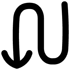 Line Arrow Curvy Down Left Icon from Flex Remix Set
