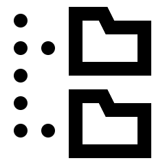 Clean line icon of two stacked folders with hierarchy dots. Used for file trees, directories, and navigation.
