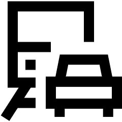 Commute Car Bus Icon from Sharp Line Set