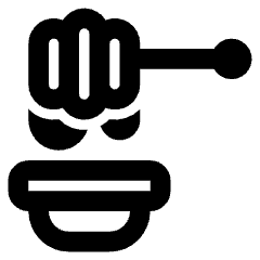 Clean line icon of a honey dipper above a honey jar. Used for food, honey, and cooking apps.