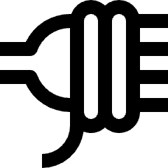 Clean line icon of a fork with a looping pasta strand. Used for menus, recipes, restaurants, and food apps.