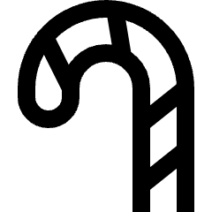 Clean line icon of a curved sugar cane stalk with segments. Used for food, sweeteners, farming, and grocery apps.