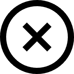 Clean line icon of a circle containing a bold X. Used for close, cancel, delete, and dismiss controls.