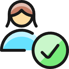 Single Woman Actions Check 1_1 Icon from Ultimate Colors Set