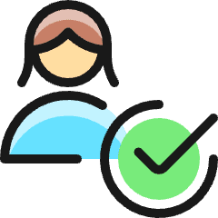 Single Woman Actions Check 2_1 Icon from Ultimate Colors Set