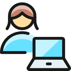 Single Woman Actions Laptop_1 Icon from Ultimate Colors Set