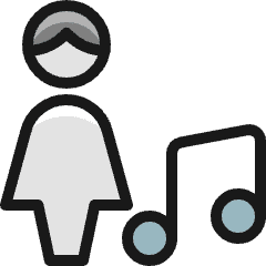 Single Woman Actions Music Icon from Ultimate Colors Set