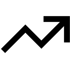 Graph Arrow Increase Icon from Sharp Line Set