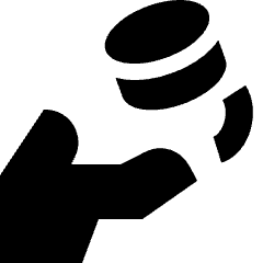 Coin Flip Hand Icon from Sharp Solid Set