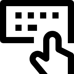 Clean line icon of a keyboard with a musical note. Used for typing, music input, MIDI tools, and keyboard controls.
