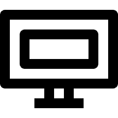Clean line icon of a monitor with a rounded screen, inner panel, and stand. Used for computers, displays, and interfaces.