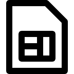 Clean line icon of a SIM card inside a document outline. Used for mobile plans, device setup, and network settings.