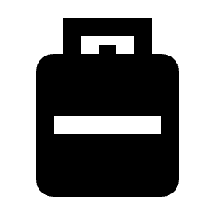 Sharp solid icon of a rounded tank with a raised top collar and horizontal cutout. Used for propane, fuel, and gas storage.