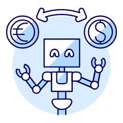 Currency Exchange Robot Illustration from UX Duotone Set