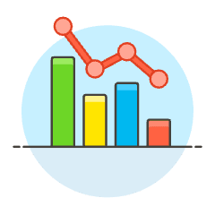 Decreasing Line Bar Chart Illustration from UX Colors Set