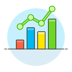 Increasing Line Bar Chart Illustration from UX Colors Set