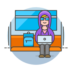 Hacker Working 1 4 Illustration from UX Colors Set