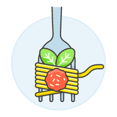 Spaghetti Meatball Fork Illustration from UX Colors Set