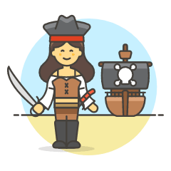 Sailing Ship Pirate 6 Illustration from UX Colors Set