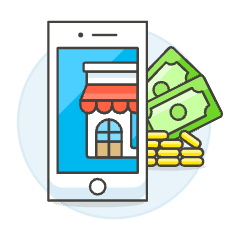 Phone App Income Illustration from UX Colors Set