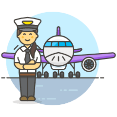 Pilot With Plane 3 Illustration from UX Colors Set