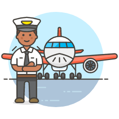 Pilot With Plane 4 Illustration from UX Colors Set
