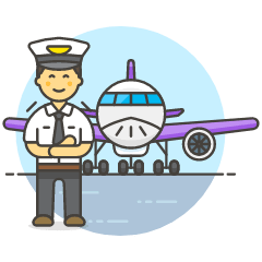 Pilot With Plane 6 Illustration from UX Colors Set