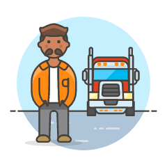 Truck And Driver 3 Illustration from UX Colors Set