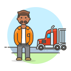 Trucker On Road 3 Illustration from UX Colors Set